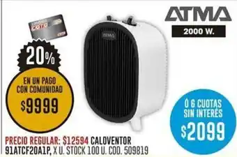 Coto CALOVENTOR 91ATCF20A1P, X U. oferta