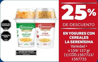 Makro EN YOGURES CON CEREALES LA SERENÍSIMA Variedad X 159/157GR oferta