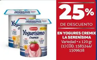 Makro EN YOGURES CREMIX LA SERENÍSIMA Variedad x 120 gr oferta