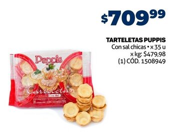 Makro TARTELETAS PUPPIS Con sal chicas x 35 u oferta