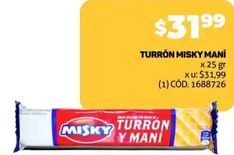 Makro TURRÓN MISKY MANÍ x 25 gr oferta