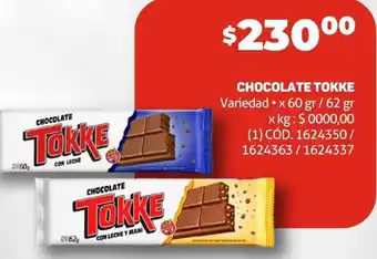 Makro CHOCOLATE TOKKE Variedad x 60 gr / 62 gr oferta
