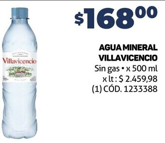 Makro AGUA MINERAL VILLAVICENCIO Sin gas • x 500 ml oferta