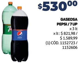 Makro GASEOSA PEPSI/7 UP x 3 lt oferta