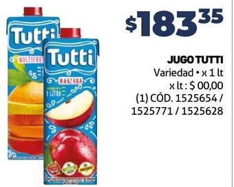 Makro JUGO TUTTI Variedad x 1 lt oferta