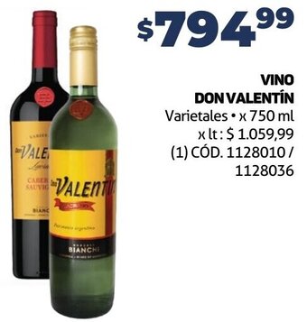 Makro VINO DON VALENTÍN Varietales x 750 ml oferta