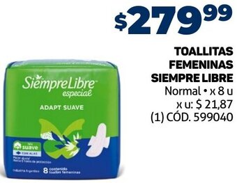 Makro TOALLITAS FEMENINAS SIEMPRE LIBRE Normal x 8 u oferta