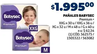 Makro PAÑALES BABYSEC Premium • XXG x 30 u/XXG x 36 u/ XG x 32 u/Mx 48 u/Gx 40 u oferta