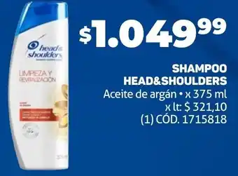 Makro SHAMPOO HEAD&SHOULDERS Aceite de argán •x 375 ml oferta