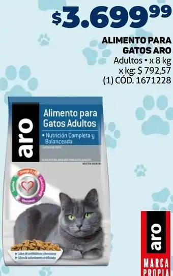 Makro ALIMENTO PARA GATOS ARO Adultos • x 8 kg oferta