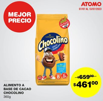 Atomo Conviene ALIMENTO A BASE DE CACAO CHOCOLINO 360G oferta