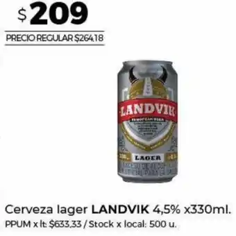 Disco Cerveza lager LANDVIK 4,5% x330ml. oferta