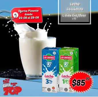 Supermercados Top Leche Lácteo L.Vida Ent/Desc x 1L oferta