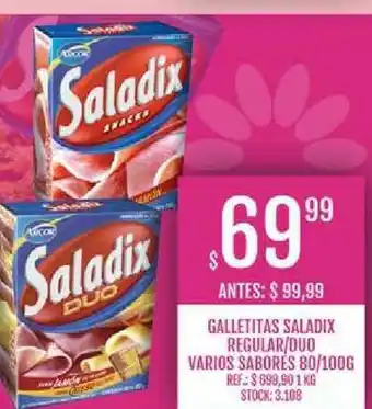 Supermercados Todo Galletitas Saladix Regular Duo Varios Sabores oferta