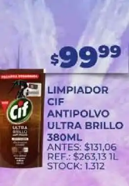 Supermercados Todo Limpiador Cif Antipolvo Ultra Brillo 380ml oferta