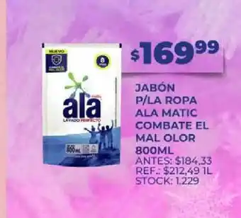 Supermercados Todo Jabón P La Ropa Ala Matic Combate El Mal Olor 800ml oferta