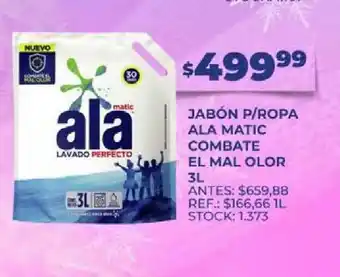 Supermercados Todo Jabón P Ropa Ala Matic Combate El Mal Olor 3L oferta