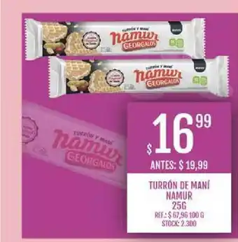 Supermercados Todo Turrón De Maní Namur 25g oferta