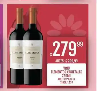 Supermercados Todo Vino Elementos Varietales 750ml oferta