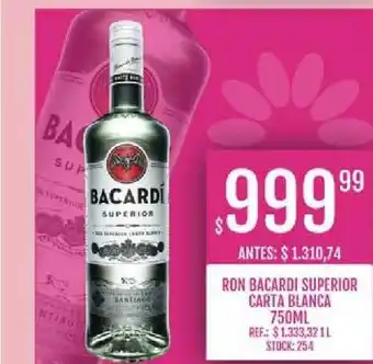 Supermercados Todo Ron Bacardi Superior Carta Blanca 750ml oferta