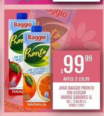 Supermercados Todo Jugo Baggio Pronto Sin Azúcar 1L oferta