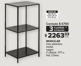 Carrefour Modular tres estantes metal negro oferta