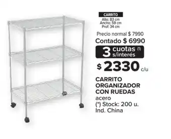 Carrefour Carrito Organizador Con Ruedas acero oferta