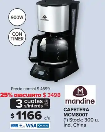 Carrefour Mandine Cafetera MCM800T oferta