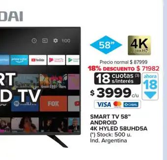 Carrefour Smart Tv 50" Android 4k Hyled 58uhd5a oferta