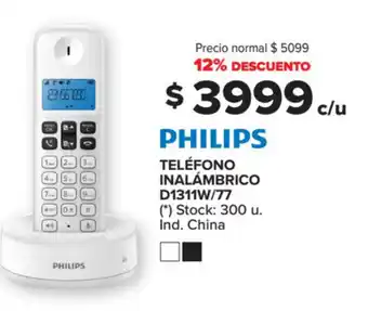 Carrefour Philips Teléfono Inalámbrico D1311W/77 oferta