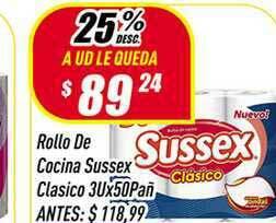 Supermercados Comodin Rollo De Cocina Sussex Clasico 3ux50Pañ oferta