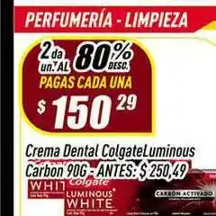 Supermercados Comodin Crema Dental Colgate Luminous Carbon 90g oferta