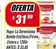 Supermercados Comodin Yogur De Serenisima Batido Ent Desc Firme Entero x 120gr oferta