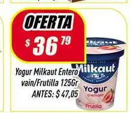 Supermercados Comodin Yogur Milkaut Entero Vain Frutilla x125gr oferta