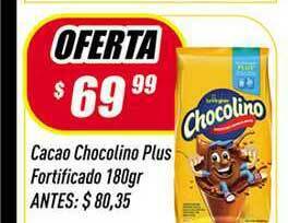 Supermercados Comodin Cacao Chocolino Plus Fortificado 180gr oferta