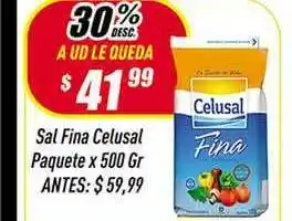 Supermercados Comodin Sal Fina Celusal Paquete x 500gr oferta