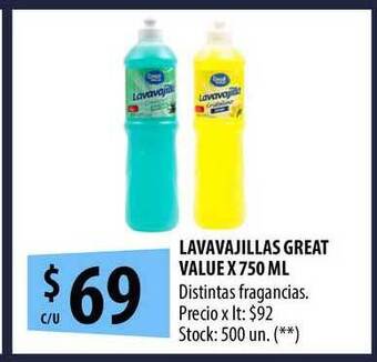 Punto Mayorista Lavavajillas Great Value x 750ml oferta