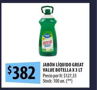 Punto Mayorista Jabón Líquido Great Value Botella x 3lt oferta