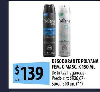 Punto Mayorista Desodorante Polyana Fem. O Masc. x 150ml oferta