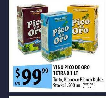 Punto Mayorista Vino Pico De Oro Tetra x 1lt oferta