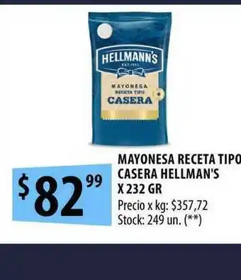Punto Mayorista Hellman's Mayonesa Receta Tipo Casera x 232gr oferta