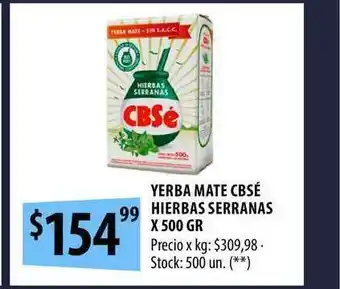 Punto Mayorista Hierbas Serranas Yerba Mate Cbsé x 500gr oferta
