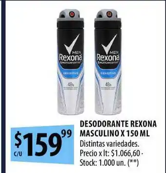 Punto Mayorista Rexona Masculino Desodorante x 150ml oferta