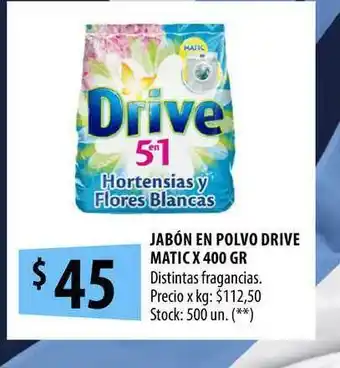 Punto Mayorista Drive Jabón En Polvo Matic x 400gr oferta