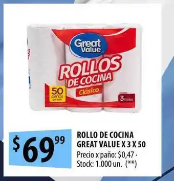 Punto Mayorista Great Value Rollo De Cocina x 3x50 oferta