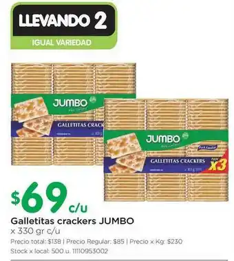 Jumbo Jumbo Galletitas Crackers x 330gr oferta