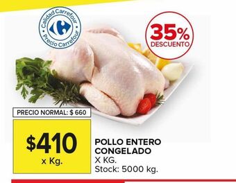 Carrefour Maxi Pollo entero congelado x kg oferta