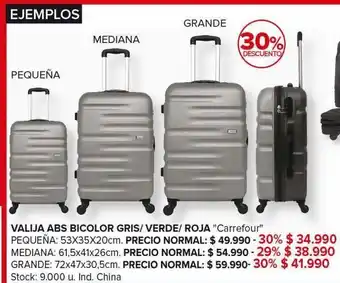Carrefour Maxi Valija abs bicolor gris/verde/roja carrefour grande oferta