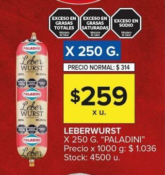Carrefour Maxi Leberwurst paladini 250g oferta
