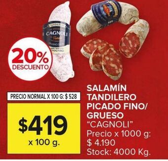 Carrefour Maxi Salamín tandilero picado fino/grueso cagnoli x 100g oferta
